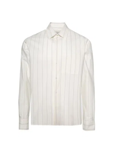 Lanvin Striped Boxy Shirt White And Black