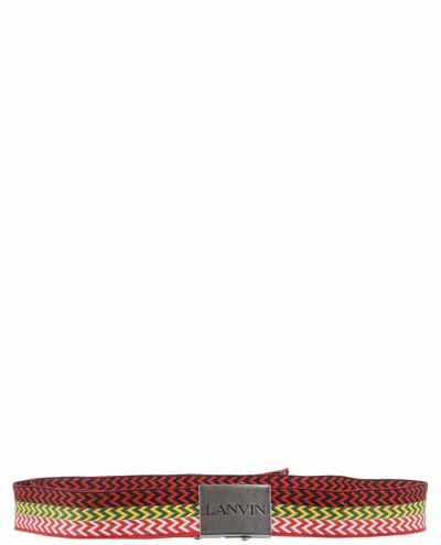 Lanvin Striped Buckle Belt In Nero/multicolour