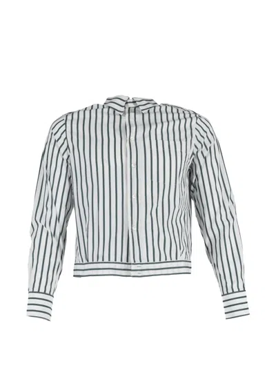 Pre-owned Lanvin Striped Buttoned Blouse In White