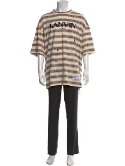 Pre-owned Lanvin Striped Crew Neck T-shirt