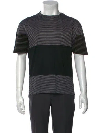 Pre-owned Lanvin Striped Crew Neck T-shirt In Black