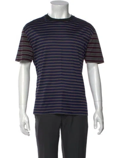 Pre-owned Lanvin Striped Crew Neck T-shirt In Blue