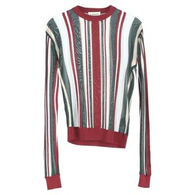 Lanvin Striped Crewneck Sweater In Multicolor Viscose