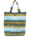 Lanvin Striped Crochet Cotton Tote Bag In Blue