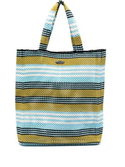 LANVIN STRIPED CROCHET COTTON TOTE BAG