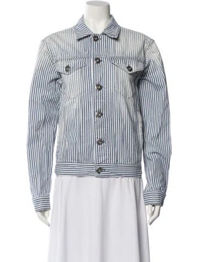 Pre-owned Lanvin Striped Denim Jacket In Blue
