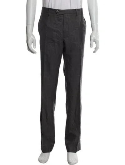 Pre-owned Lanvin Striped Dress Pants In Gray