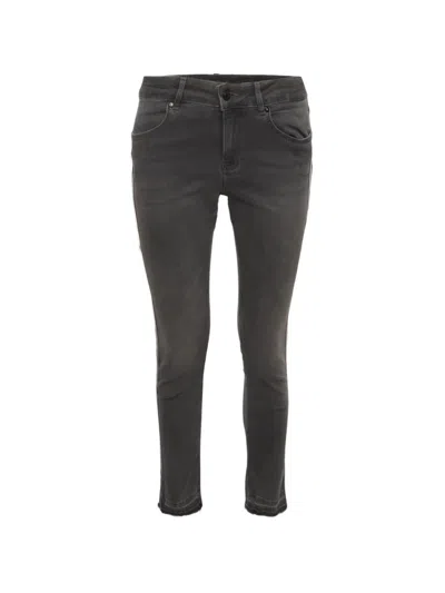Pre-owned Lanvin Striped Embroidered Jeans In Gray