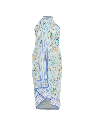 Lanvin Striped Floral Beach Dress In Multi