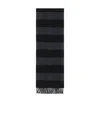 Lanvin Striped Fringed Scarf In Black