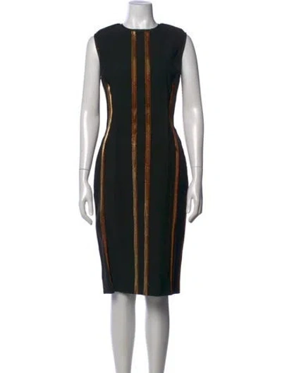 Pre-owned Lanvin Striped Knee-length Dress In Black