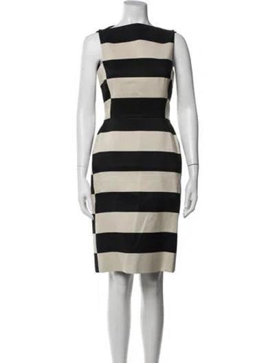 Pre-owned Lanvin Striped Knee-length Dress In Black