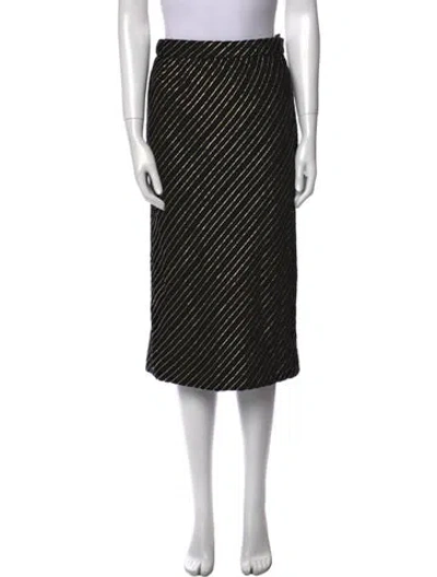 Pre-owned Lanvin Striped Knee-length Skirt In Black