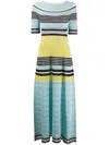 Lanvin Striped Multicolored Maxi Dress In Blue