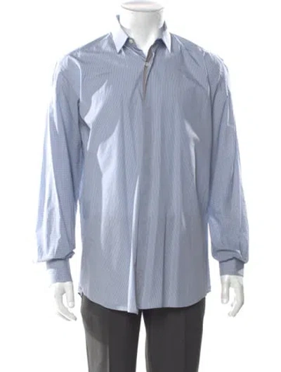 Pre-owned Lanvin Striped Long Sleeve Dress Shirt In Blue