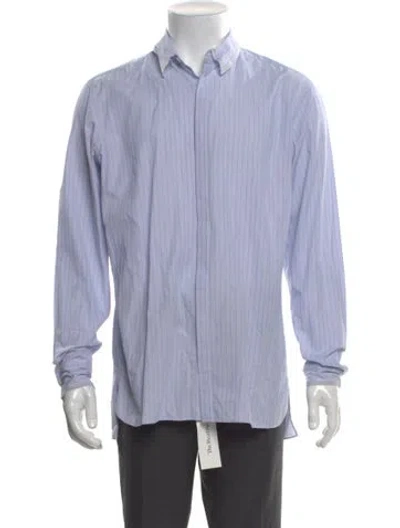Pre-owned Lanvin Striped Long Sleeve Dress Shirt In Blue