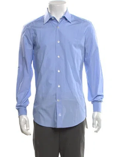 Pre-owned Lanvin Striped Long Sleeve Dress Shirt In Blue