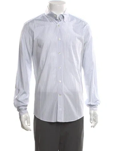 Pre-owned Lanvin Striped Long Sleeve Dress Shirt In Grey/white