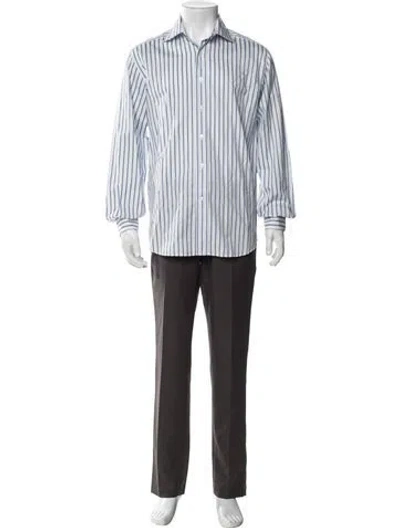 Pre-owned Lanvin Striped Long Sleeve Dress Shirt In Multi