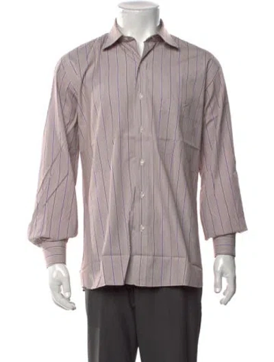 Pre-owned Lanvin Striped Long Sleeve Dress Shirt In Multicolor