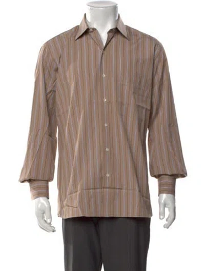 Pre-owned Lanvin Striped Long Sleeve Dress Shirt In Neutrals