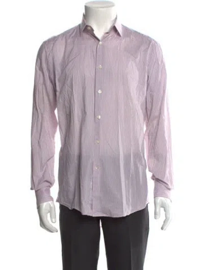 Pre-owned Lanvin Striped Long Sleeve Dress Shirt In Pink