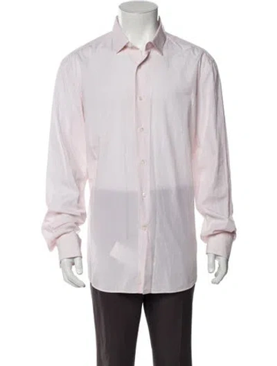 Pre-owned Lanvin Striped Long Sleeve Dress Shirt In Pink