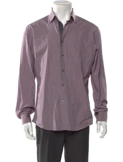 Pre-owned Lanvin Striped Long Sleeve Dress Shirt In Purple