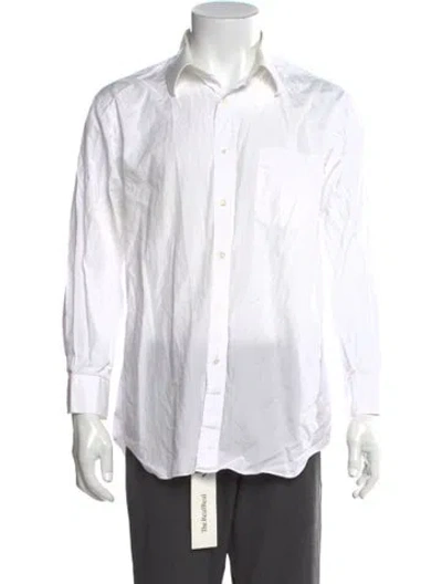 Pre-owned Lanvin Striped Long Sleeve Dress Shirt In White