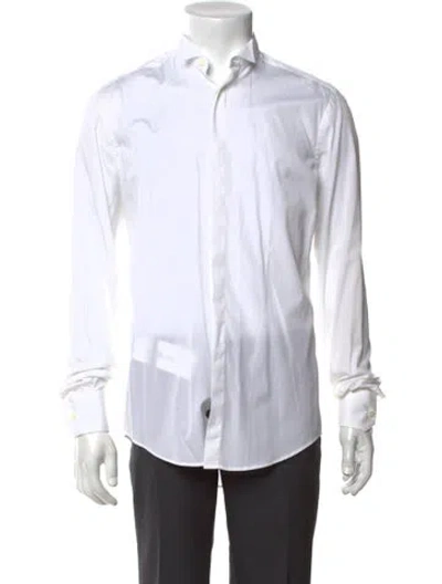 Pre-owned Lanvin Striped Long Sleeve Dress Shirt In White