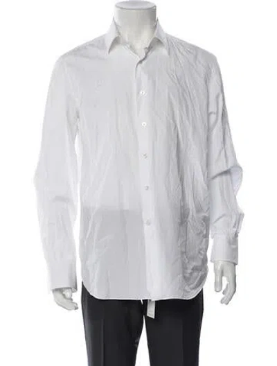 Pre-owned Lanvin Striped Long Sleeve Dress Shirt In White