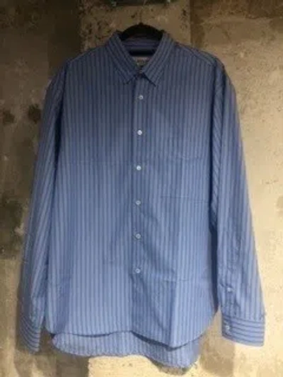 Lanvin Striped Long-sleeve Shirt In Blue