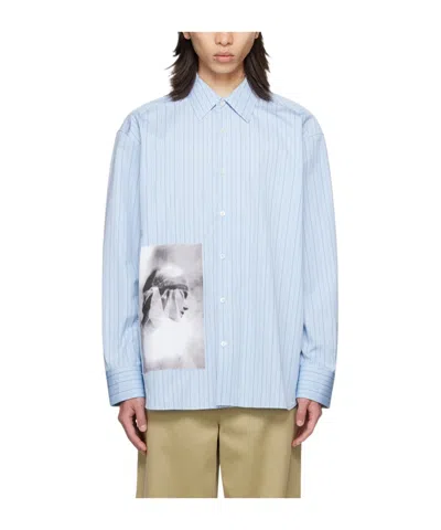 Lanvin Striped Long-sleeved Shirt In Blue