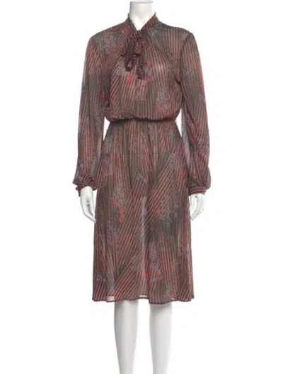 Pre-owned Lanvin Striped Midi Length Dress In Multi
