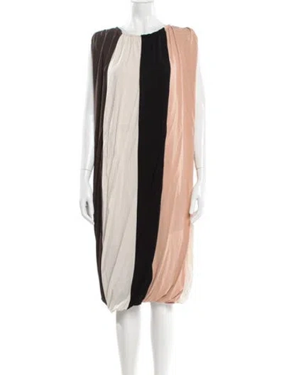 Pre-owned Lanvin Striped Midi Length Dress In Neutral