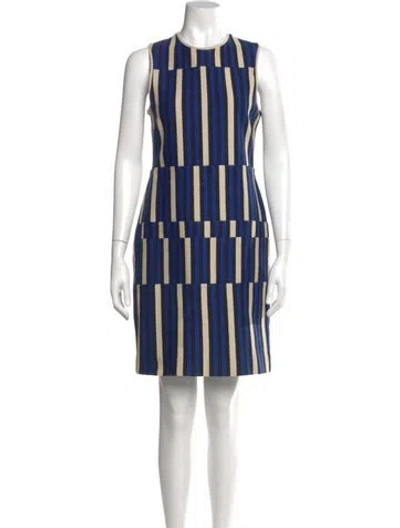 Pre-owned Lanvin Striped Mini Dress In Blue
