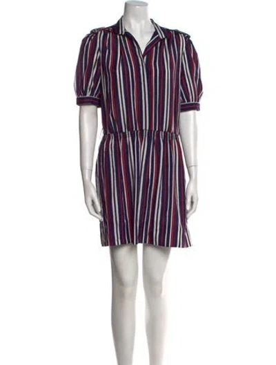 Pre-owned Lanvin Striped Mini Dress In Blue