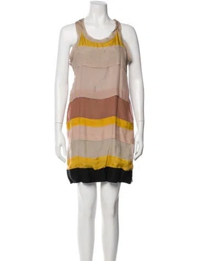 Pre-owned Lanvin Striped Mini Dress In Neutral