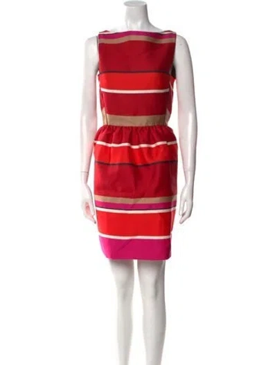 Pre-owned Lanvin Striped Mini Dress In Red