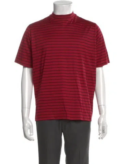 Pre-owned Lanvin Striped Mock Neck T-shirt In Red