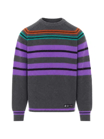 Lanvin Striped Sweater In Wool And Cashmere In Multi