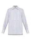 Lanvin Striped Collared Shirt In Blue