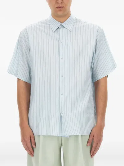 Lanvin Relaxed Fit Striped Shirt With Classic Collar In Blue