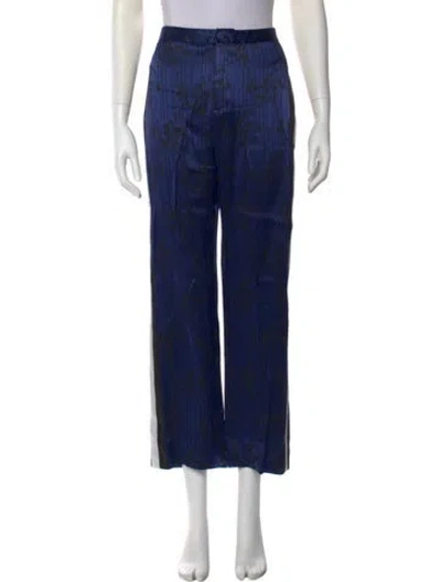 Pre-owned Lanvin Striped Straight Leg Pants In Blue