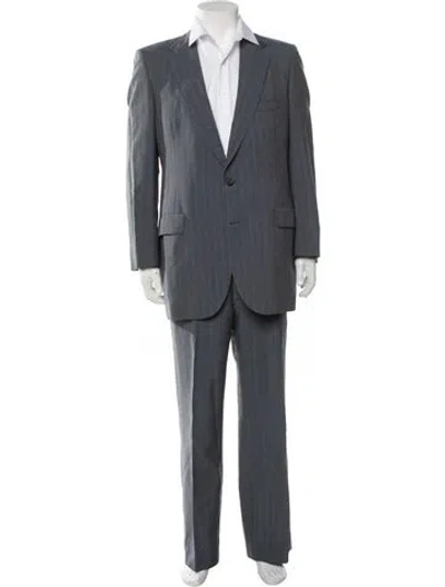 Pre-owned Lanvin Striped Two-piece Suit In Gray