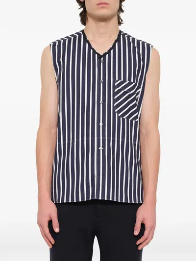 Lanvin Striped V-neck Shirt In Multi