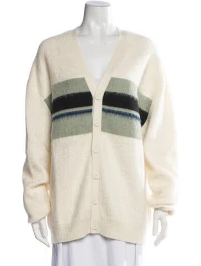 Pre-owned Lanvin Striped V-neck Sweater In Neutrals