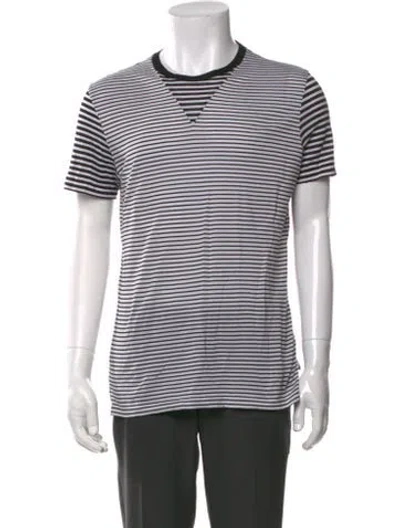 Pre-owned Lanvin Striped V-neck T-shirt In Blue