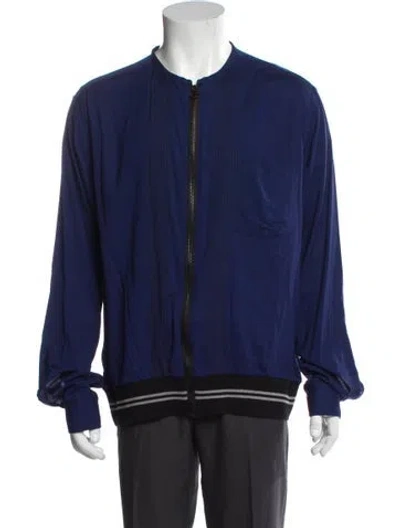 Pre-owned Lanvin Striped Windbreaker In Blue