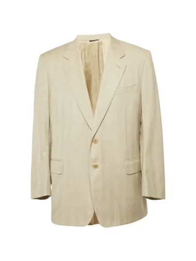 Pre-owned Lanvin Striped-pattern Blazer In Neutral